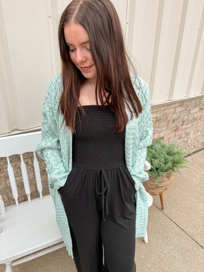 Smocked Black Tube Top Jumpsuit