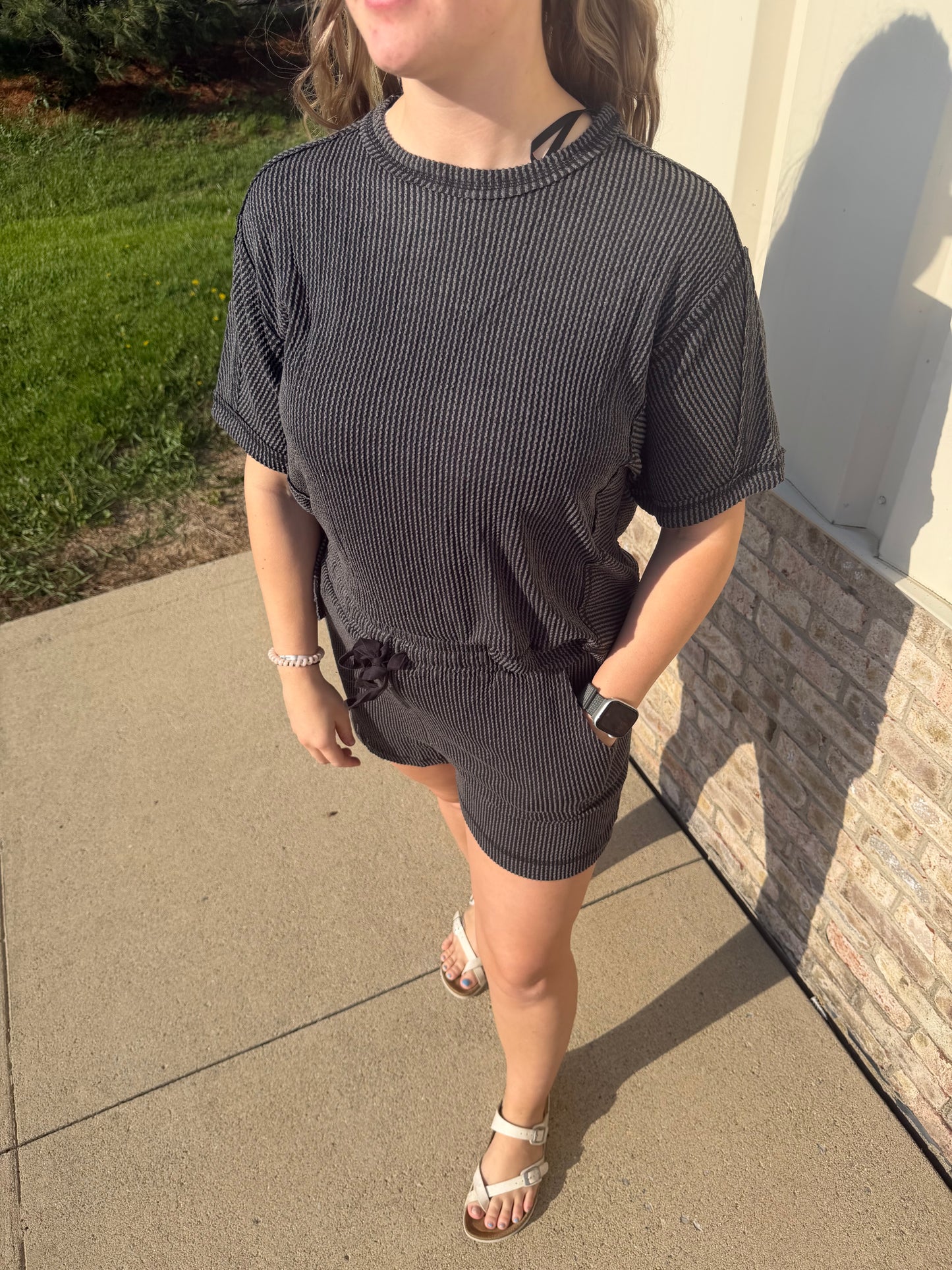 Ribbed short sets-2 colors