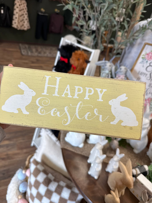 Yellow Happy Easter sign