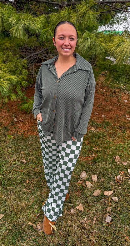 Ribbed Olive Shacket