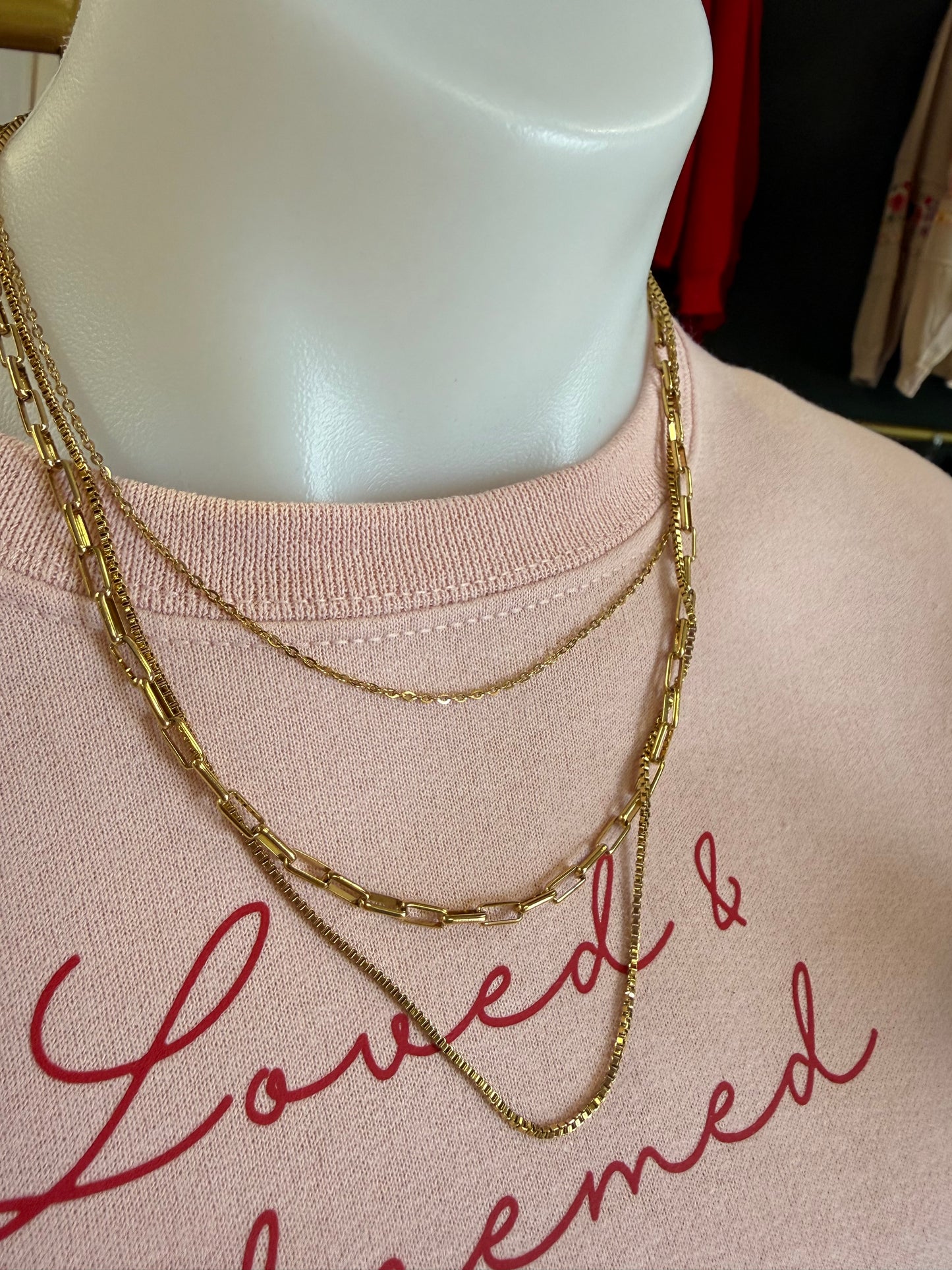 Triple layer paper clip necklace