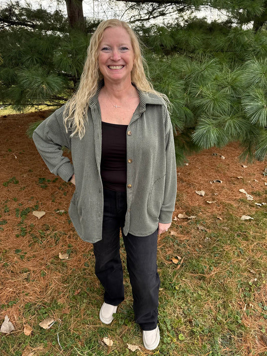 Ribbed Olive Shacket