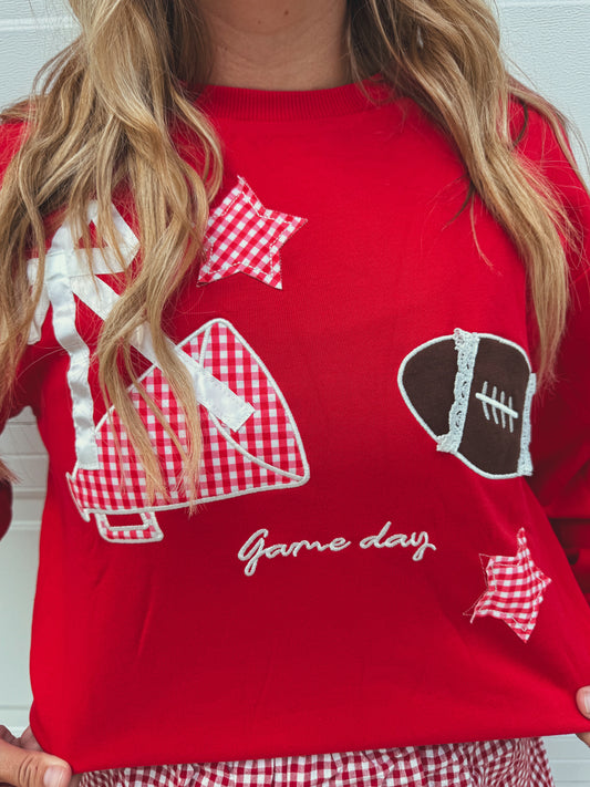 Patchwork gameday black or red crewneck 🏈✨