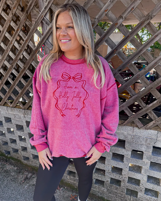 Red inside out Christmas crew neck