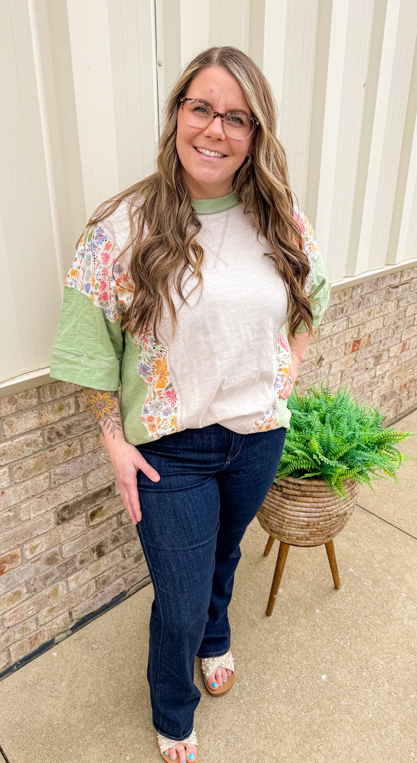 Patchwork flower tee