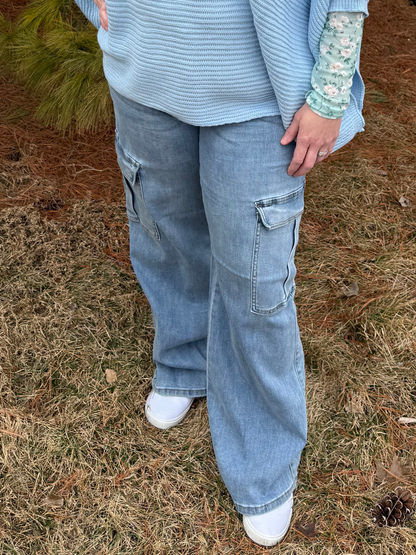 High Waisted Cargo Jeans