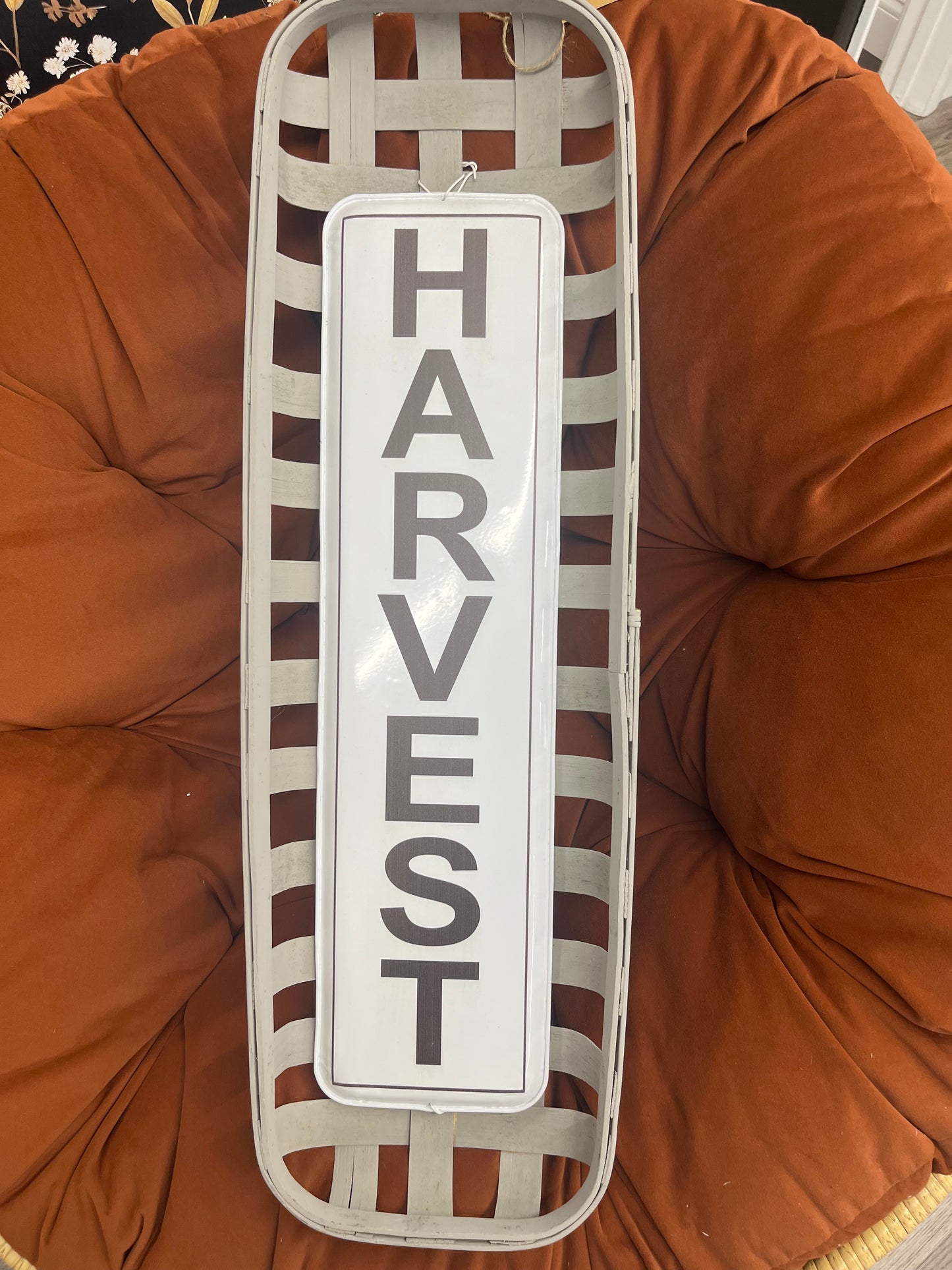 Grey Harvest Basket Sign