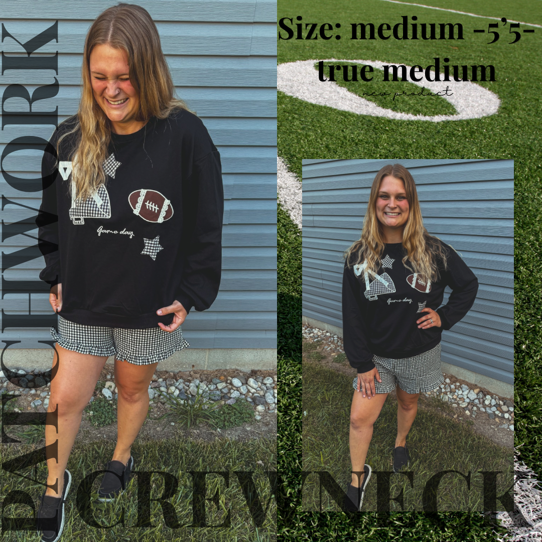 Patchwork gameday black or red crewneck 🏈✨