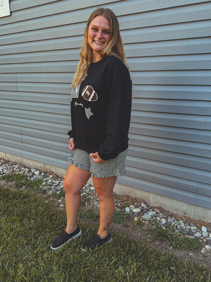 Patchwork gameday black or red crewneck 🏈✨