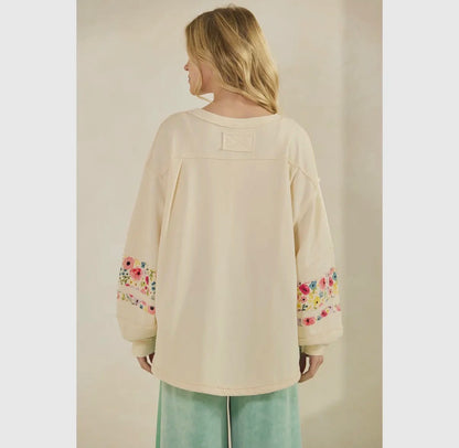Cream Daisy Patch Sweatshirt