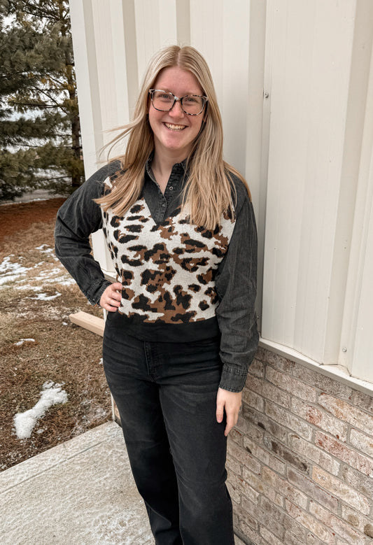 Cheetah vested shirt