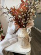 Fall Floral Arrangement in ceramic pitcher