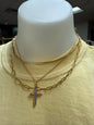 Triple layer cross necklace