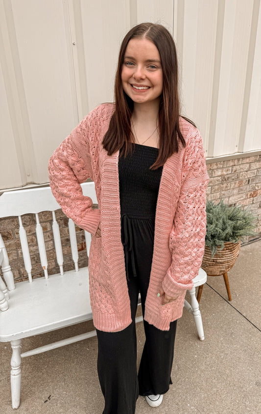Pastel oversized  Crochet Knitted Cardigan -2 colors