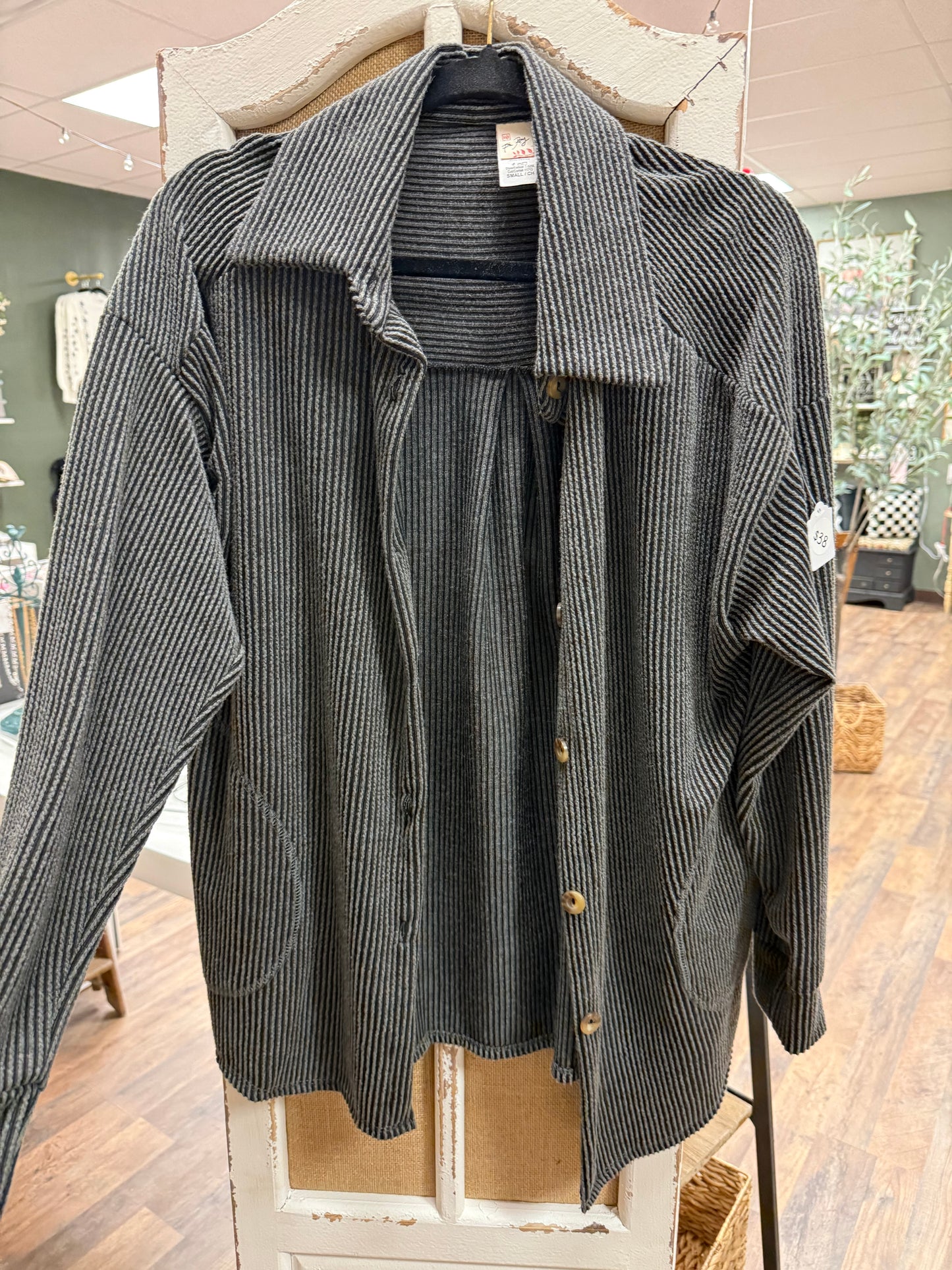 Charcoal ribbed Shacket