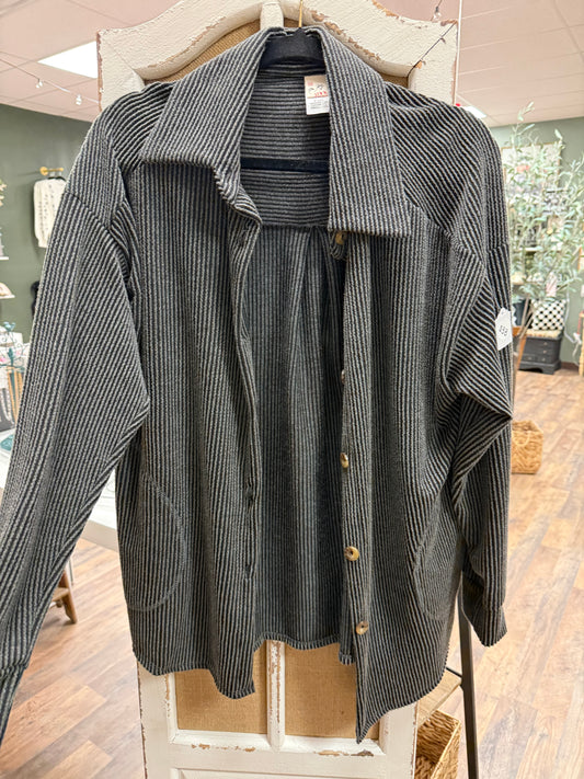 Charcoal ribbed Shacket