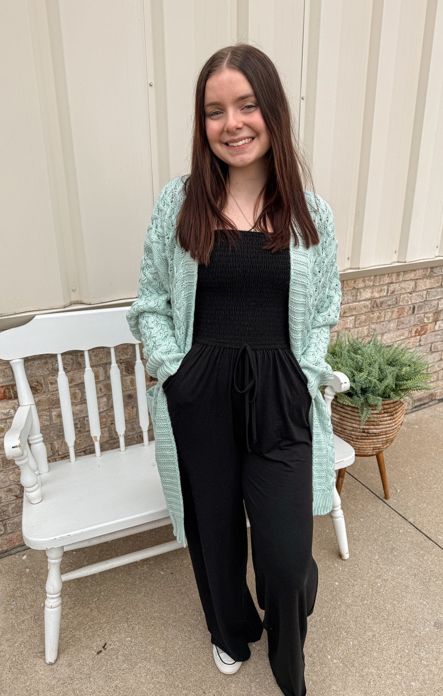 Smocked Black Tube Top Jumpsuit