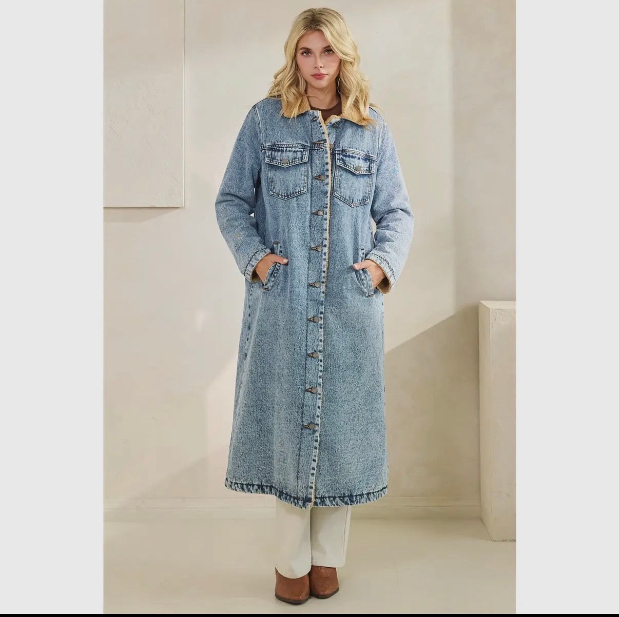 Denim fleece lined coat