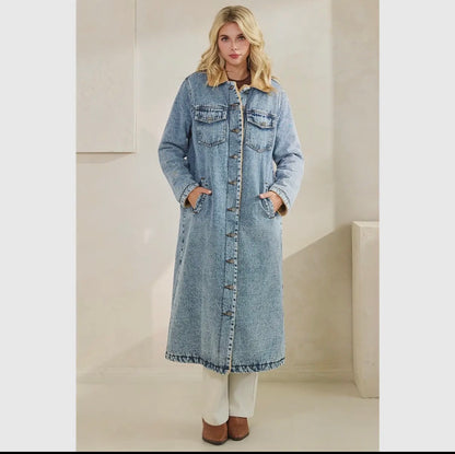Denim fleece lined coat