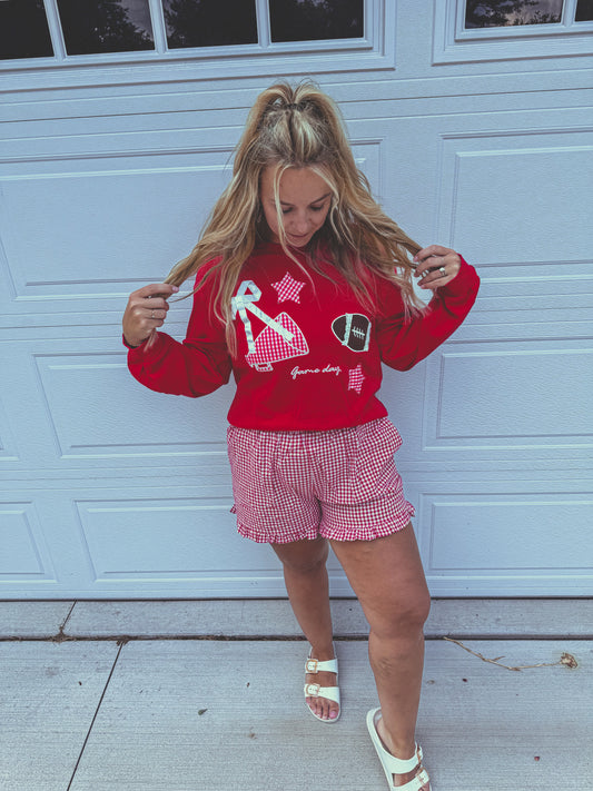 Patchwork gameday black or red crewneck 🏈✨