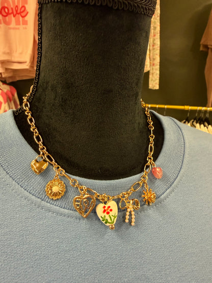 Ceramic flower charm necklace