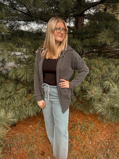Charcoal ribbed Shacket