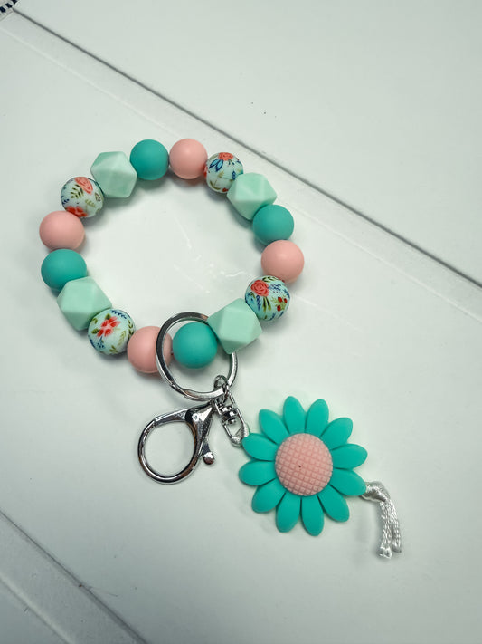Blue and Pink Daisy Keychain