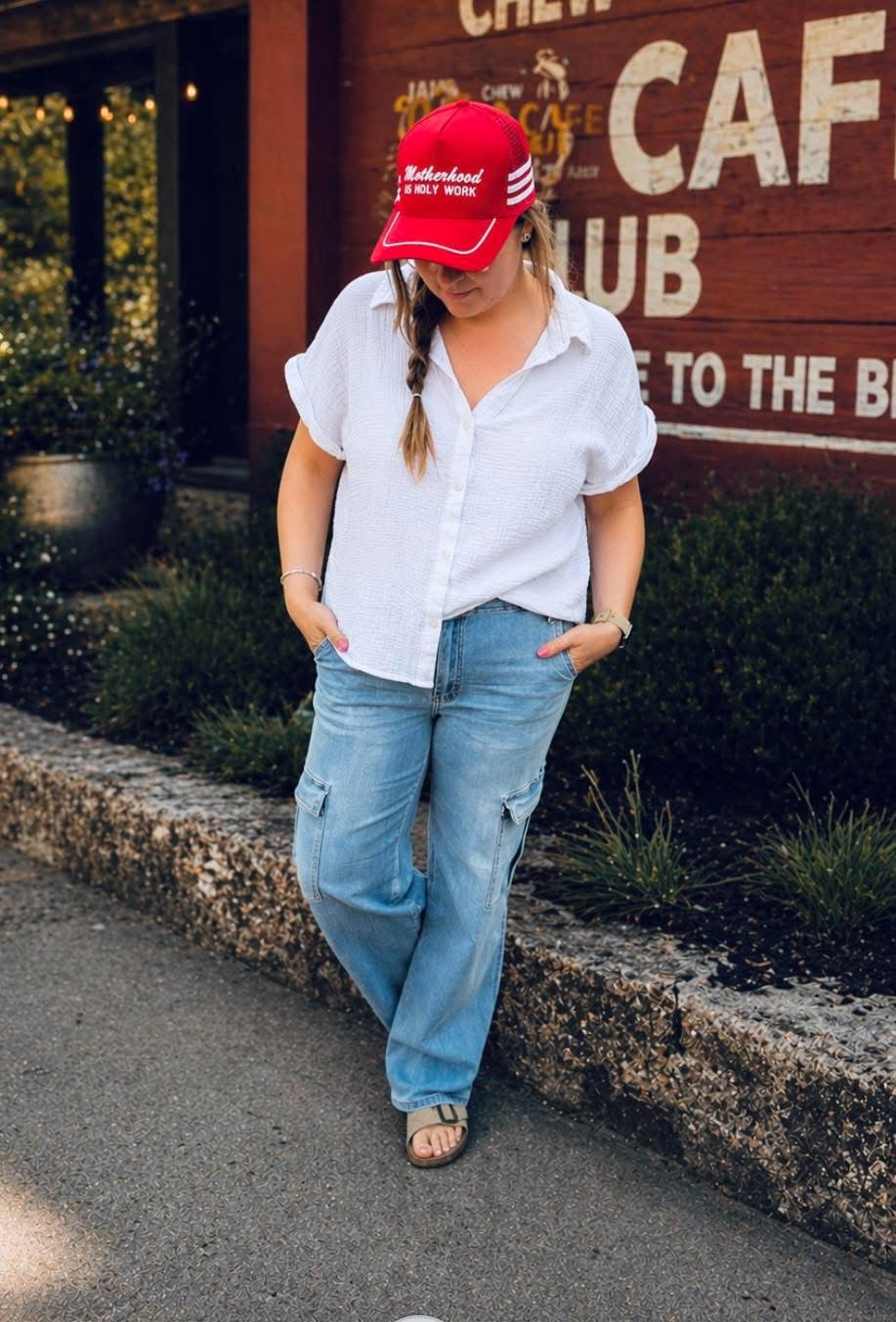 High Waisted Cargo Jeans