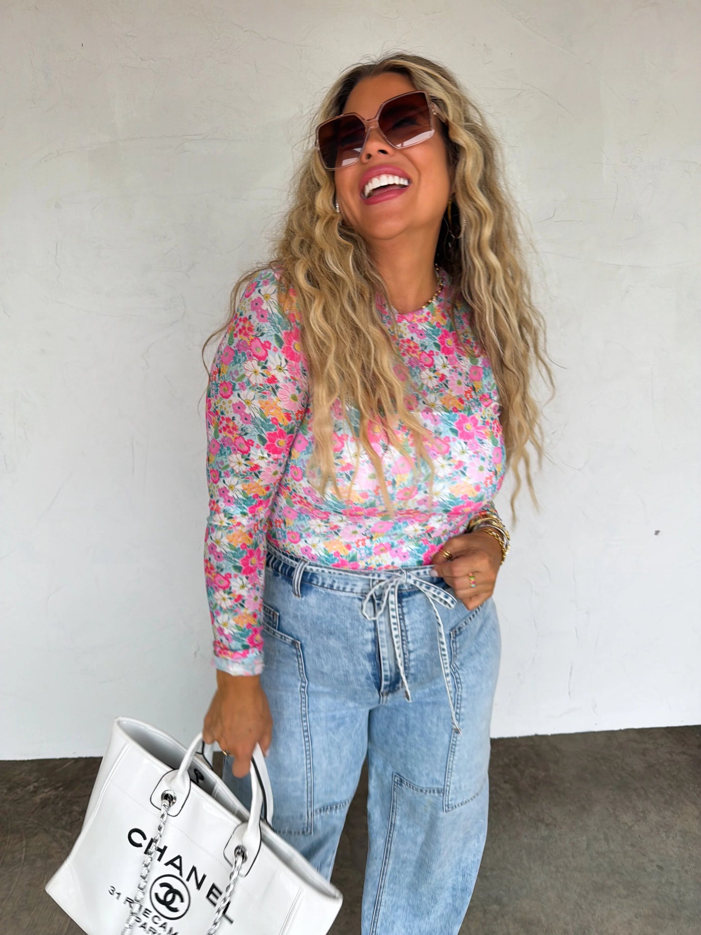 SPRING DRESS IT UP MESH TOPS- pink spring floral