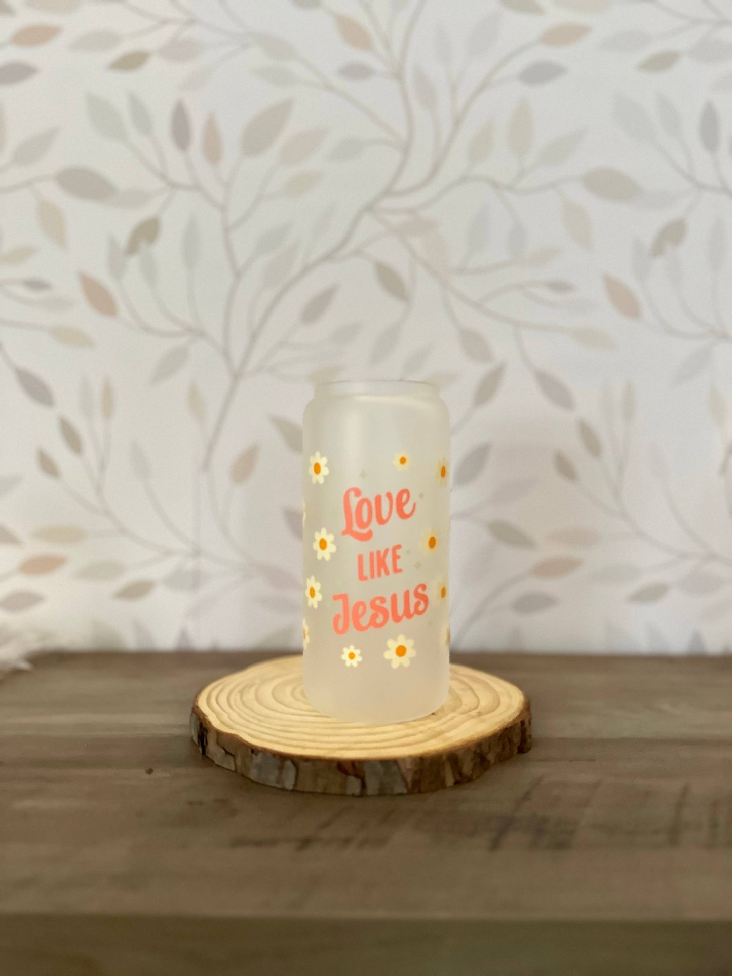 Love Like Jesus | 20 oz Glass Libbey with Bamboo Lid & Straw