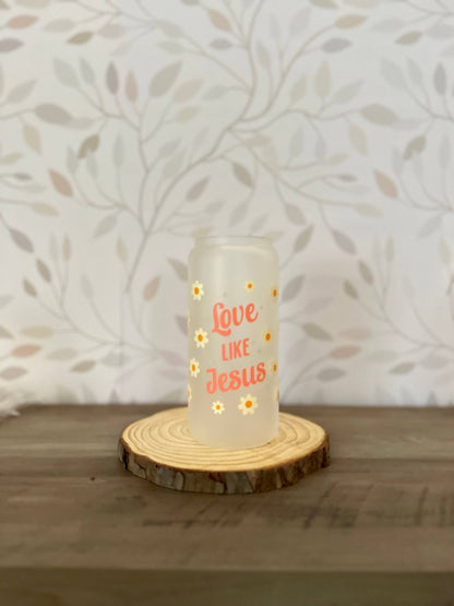 Love Like Jesus | 20 oz Glass Libbey with Bamboo Lid & Straw