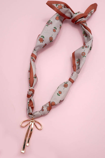Floral scarf bow necklace