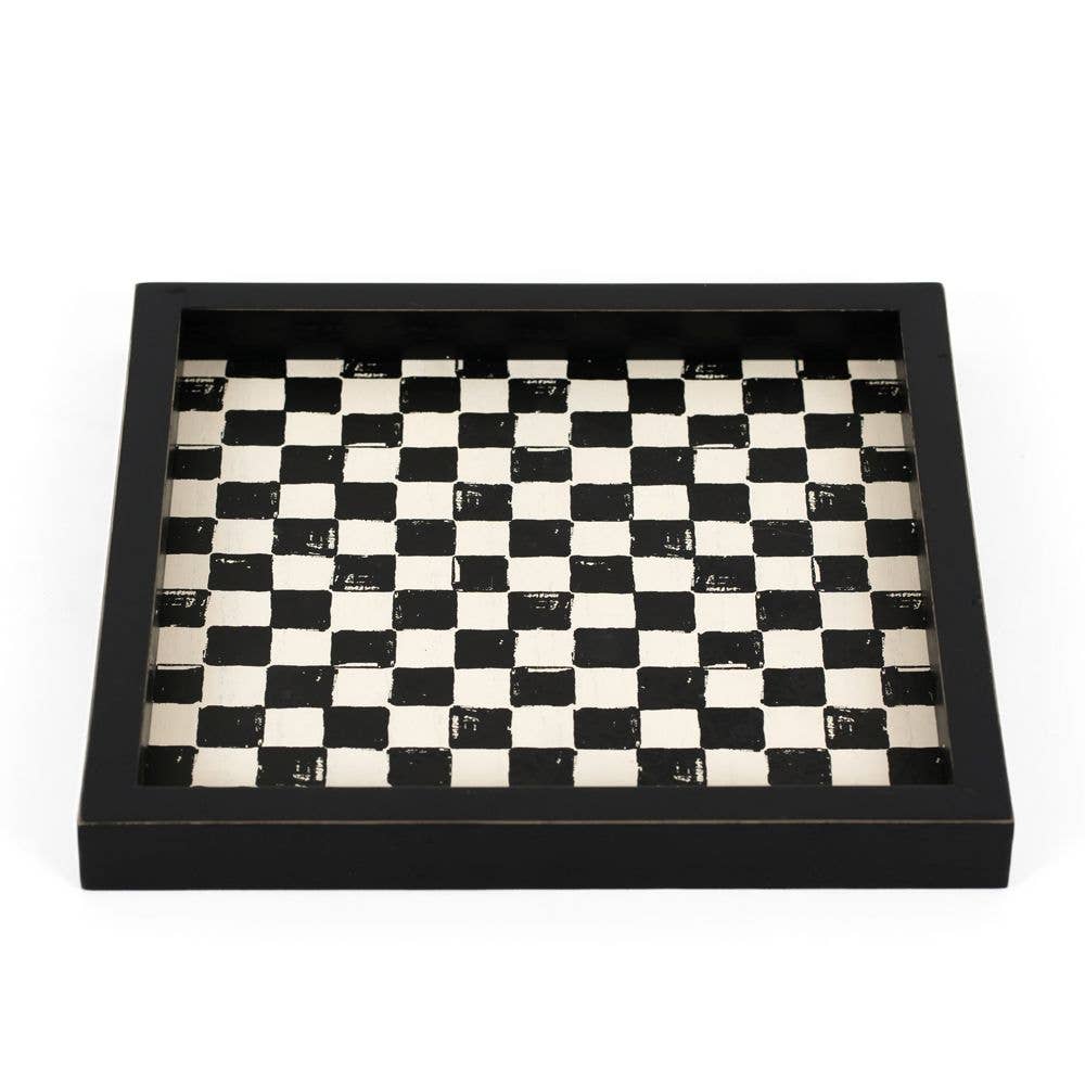 Black and white checkered tray