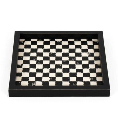 Black and white checkered tray