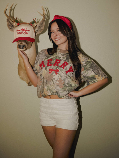 Merry Bow Holiday Christmas Camo Tee