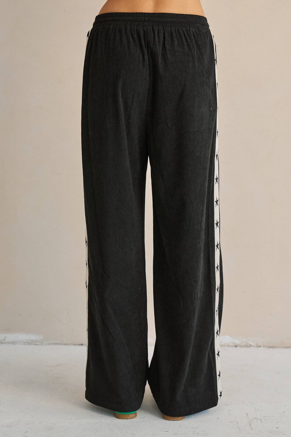 STAR STRIPE CORDUROY WIDE LEG PANTS