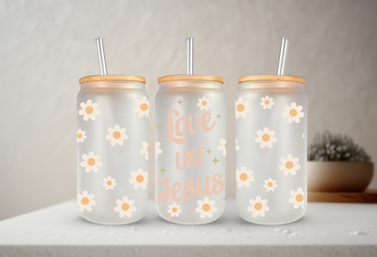 Love Like Jesus | 20 oz Glass Libbey with Bamboo Lid & Straw