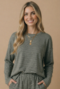 Round Neck Striped Oversized French Terry Top