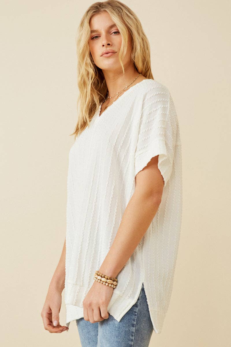 Knit Banded Dolman Vneck