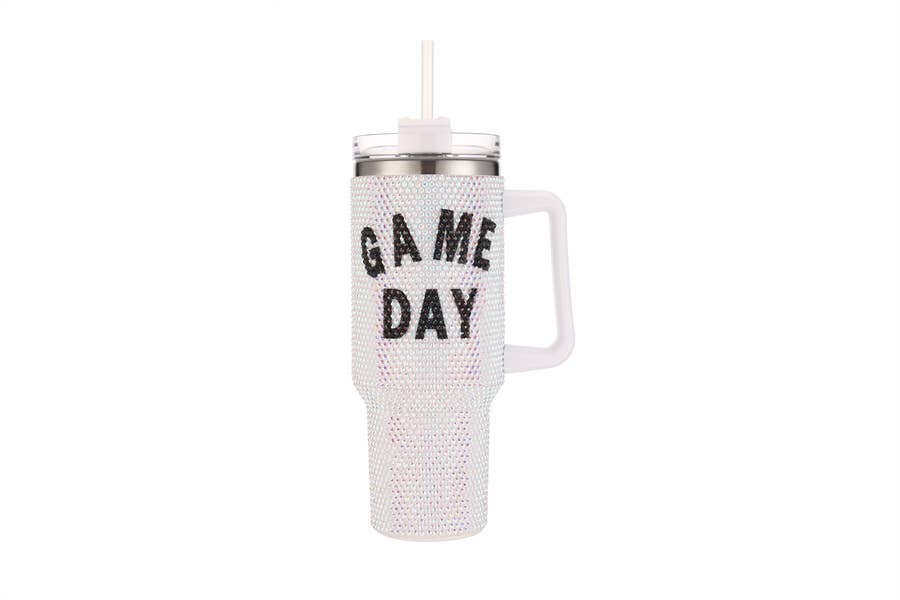 Fully Covered Rhinestone Game Day Theme 40 oz Tumbler Cup- available in 2 colors